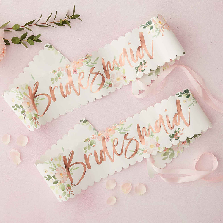 Floral Hen Party Bridesmaid Sashes Pack of 2