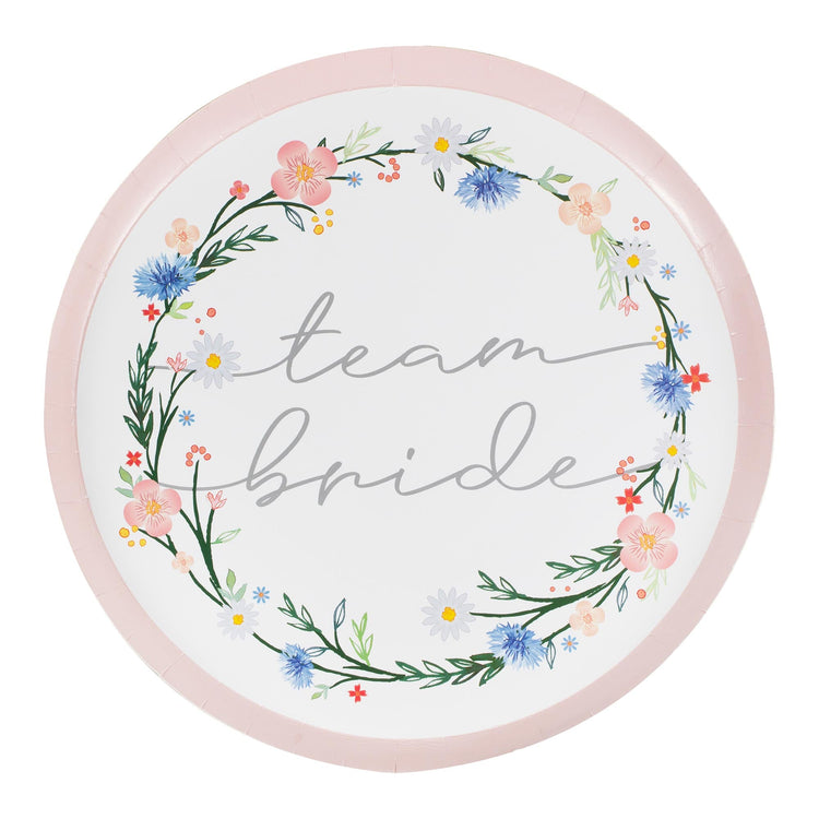 Boho Bride 25cm Round Paper Plates Pack of 8