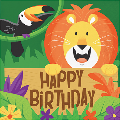 Jungle Safari Lunch Napkins Happy Birthday Pack of 16