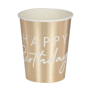 Mix It Up Gold Happy Birthday Cups Pack of 8