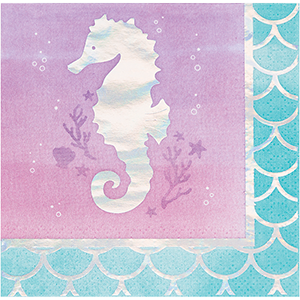 Mermaid Shine Iridescent Beverage Napkins Pack of 16