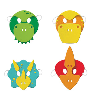 Boy Dino Party Decor Foam Masks Child Size Pack of 4