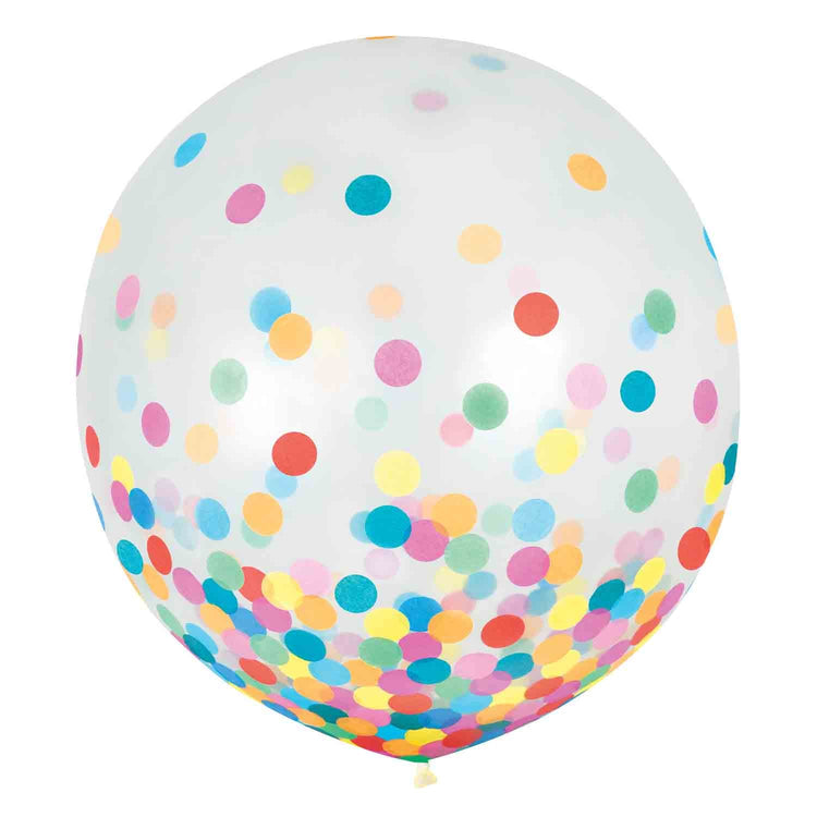 Latex Balloons 60cm & Confetti Multi-Coloured Pack of 2
