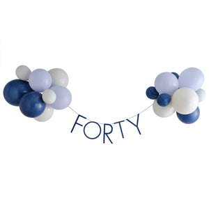 Mix it Up Navy 40th Birthday Milestone Balloon Bunting