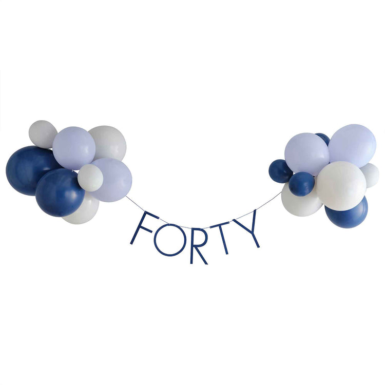 Mix it Up Navy 40th Birthday Milestone Balloon Bunting