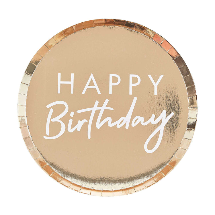 Mix It Up Gold Foiled Happy Birthday Plates Pack of 8