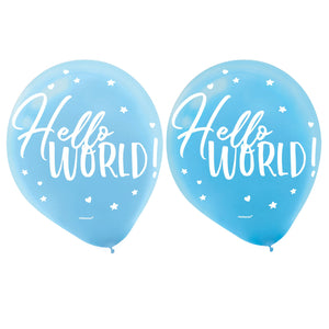 Oh Baby Boy 30cm Assorted Hello World Latex Balloons Pack of 15