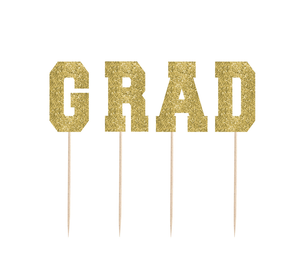 G-R-A-D Picks Gold Glittered Cardboard 19cm Pack of 4