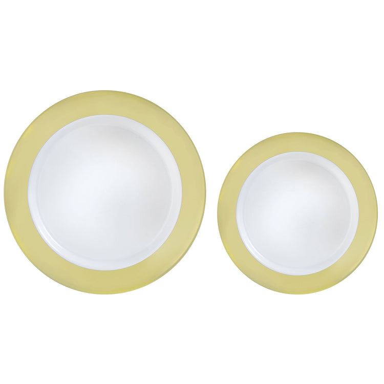 Premium Plastic Plates Hot Stamped with Gold Border Pack of 20