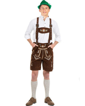Oskar Deluxe Brown Lederhosen Mens Costume