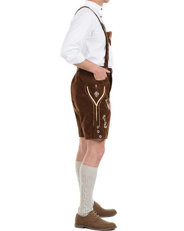 Oskar Deluxe Brown Lederhosen Mens Costume