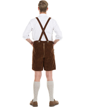Oskar Deluxe Brown Lederhosen Mens Costume