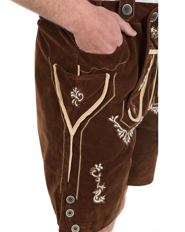 Oskar Deluxe Brown Lederhosen Mens Costume