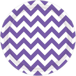 Chevron 23cm Round Plates New Purple Pack of 8