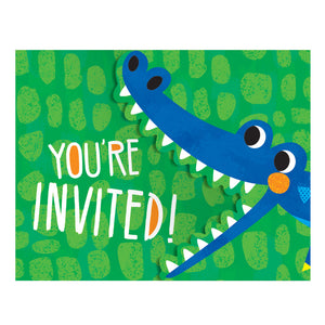 Alligator Party Invitations Gatefold 11cm x 14cm Pack of 8