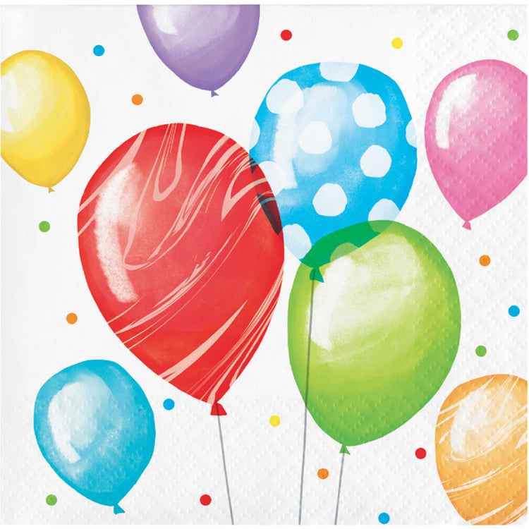 Balloon Bash Birthday Beverage Napkins Pack of 16