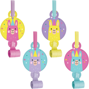 Llama Party Blowouts with Medallions Pack of 8