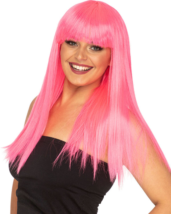 Fashion Deluxe Neon Pink Long Wig