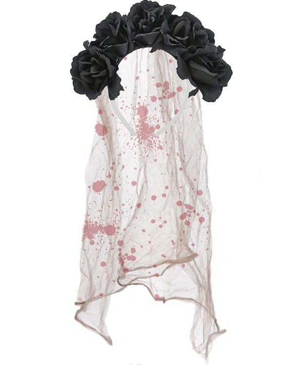 Gothic Black Rose Veil Headband