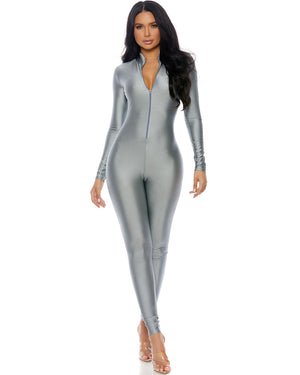 Mock Neck Titanium Jumpsuit Womens Costume