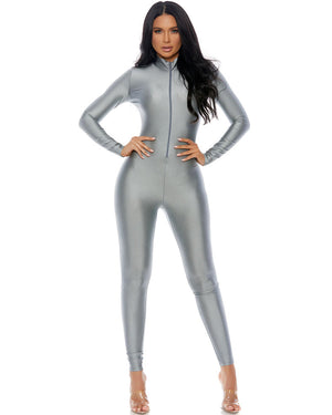 Mock Neck Titanium Jumpsuit Womens Costume