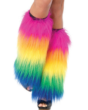 Rainbow Furry Leg Warmers