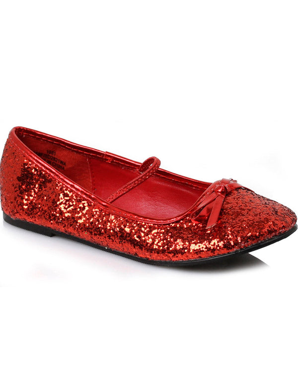 Red Glitter Girls Ballet Flats