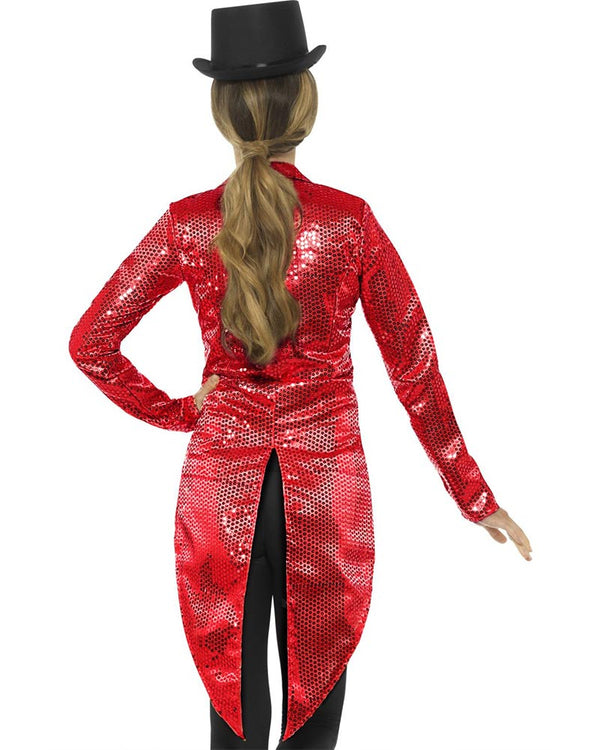Red Sequin Womens Tailcoat