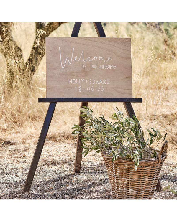 Sage Wedding Customisable A2 Wooden Sign