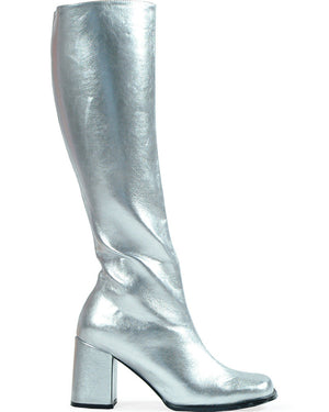 Silver Patent Go Go Womens Boots