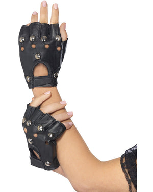 80s Black Punk Gloves