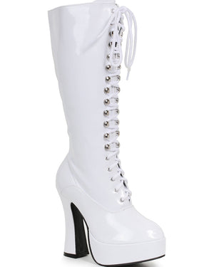 White Easy Lace Knee High Womens Boots
