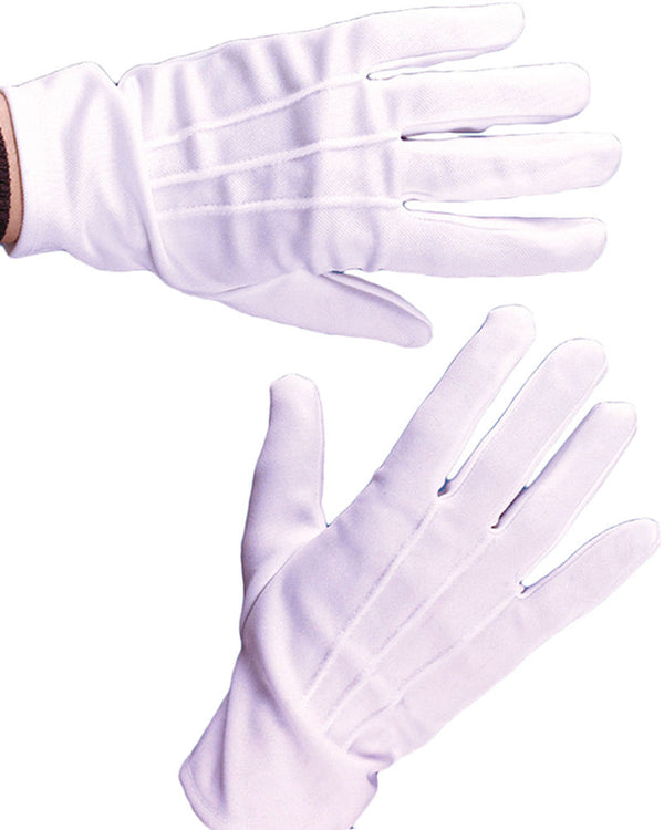 Christmas White Gloves with Snap Closure