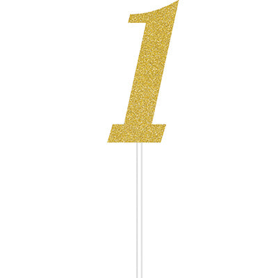 1st Birthday Gold Glitter Cake Topper 15cm