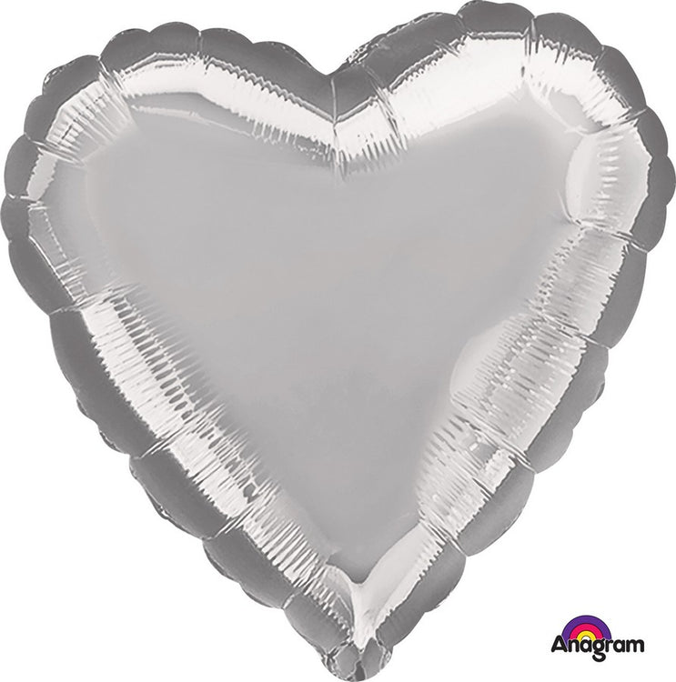 45cm Standard Heart HX Metallic Silver S15