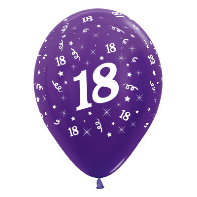 Sempertex 30cm Age 18 Metallic Purple Violet Latex Balloons Pack of 25
