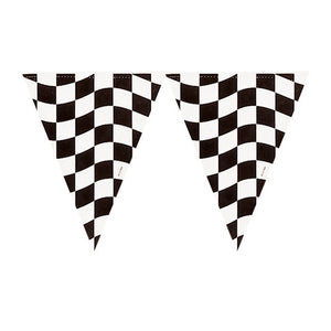 Black & White Check Flag Pennant Banner 26cm x 3.66m