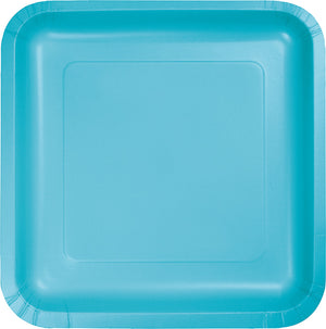 Bermuda Blue Square Dinner Plates Paper 23cm Pack of 18