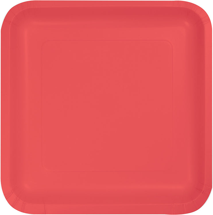 Coral Square Lunch Plates Paper 18cm Pack of 18