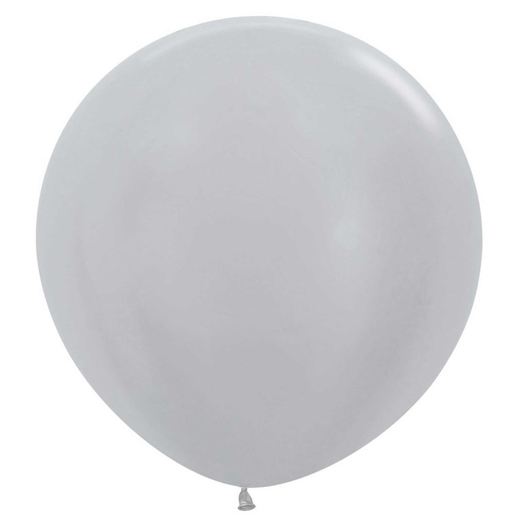 Sempertex 60cm Satin Silver Latex Balloons 481, 3PK Pack of 3