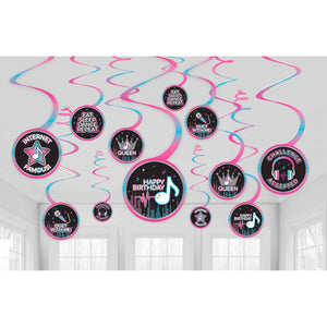 Internet Famous Birthday Spiral Swirls Hanging Decorations Pack of 12