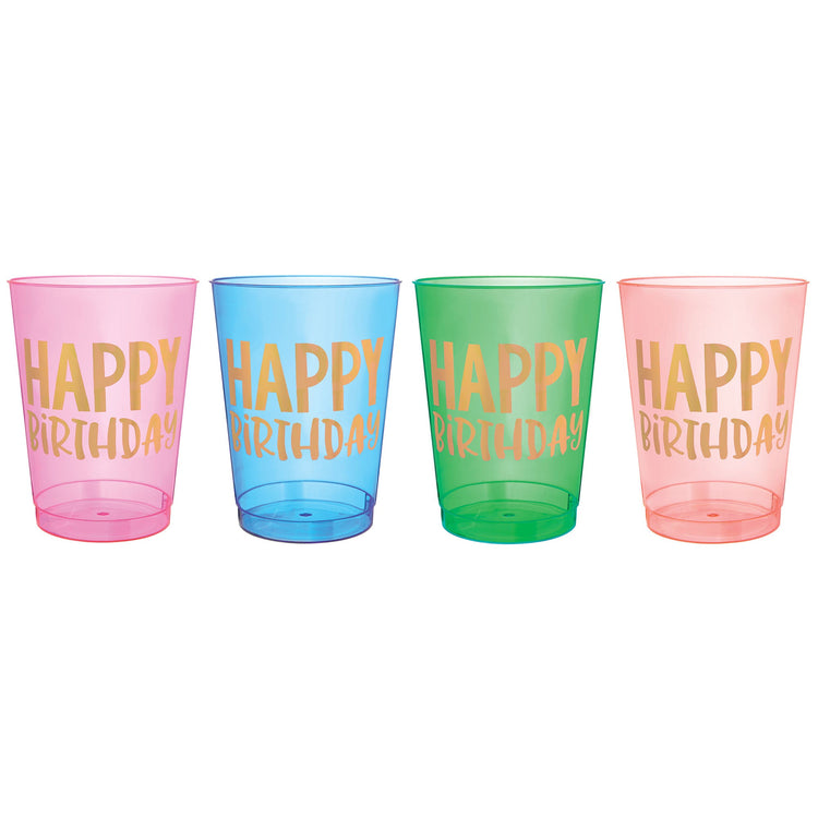 Happy Dots Happy Birthday Tumblers Hot Stamped Plastic 295ml Pack of 8