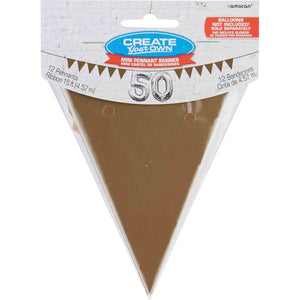 Mini Paper Pennant Banner - Gold