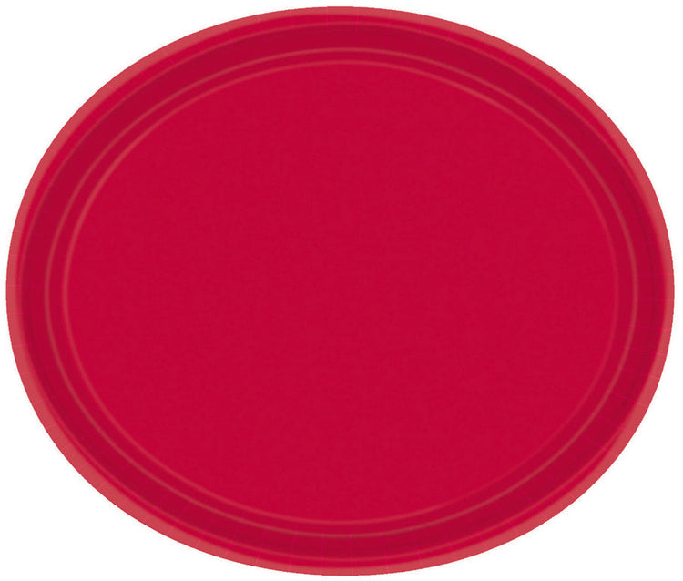 Paper Plates Oval 30cm Apple Red Pack of 20