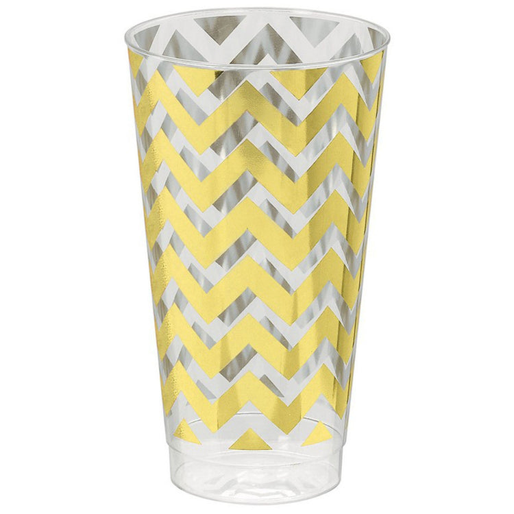 Premium Chevron Gold 473ml Tumblers Pack of 16