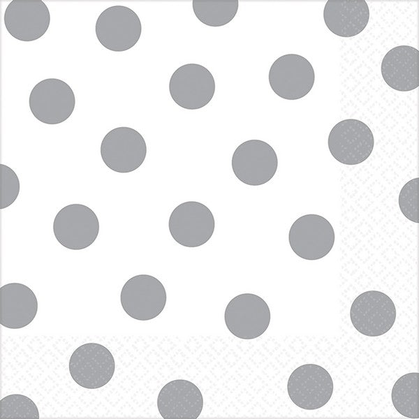 Dots Lunch Napkins Frosty White Pack of 16