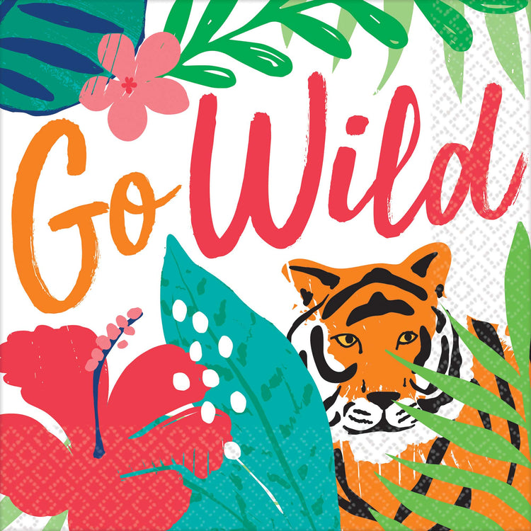 Tropical Jungle Go Wild Beverage Napkins Pack of 36