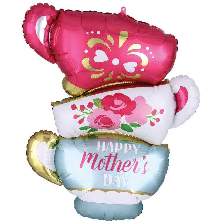 SuperShape XL Happy Mother's Day Satin Infused Teacups P35