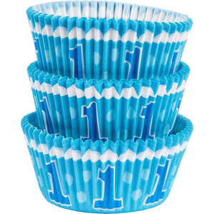 1st Birthday Blue Standard Cupcake Cases Pack of 75