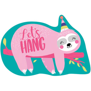 Sloth Postcard Invitations Lets Hang Pack of 8